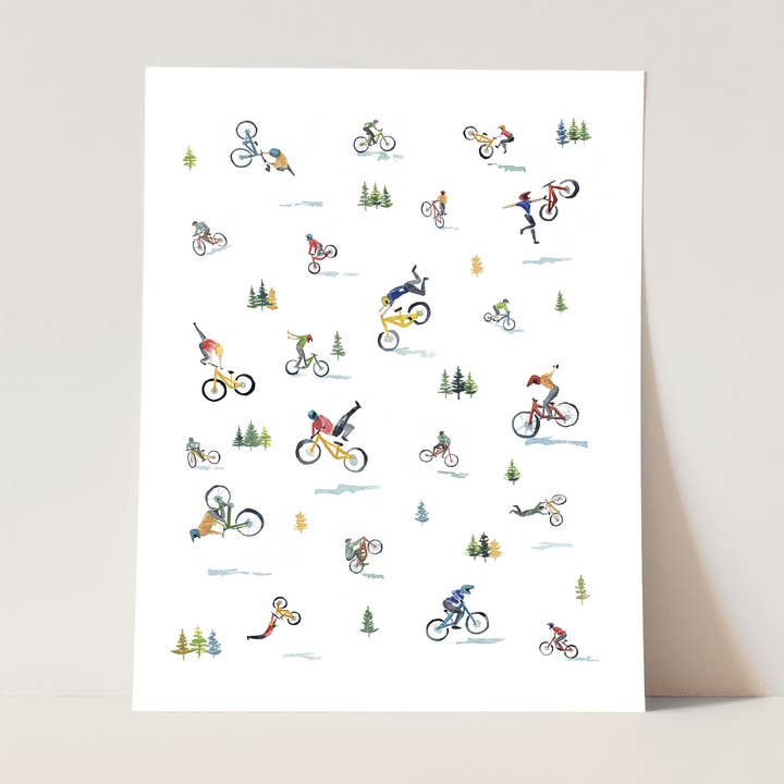 Impression artistique de VTT | Décoration murale en aquarelle sur le cyclisme pour la vente par Watercolor Wednesday