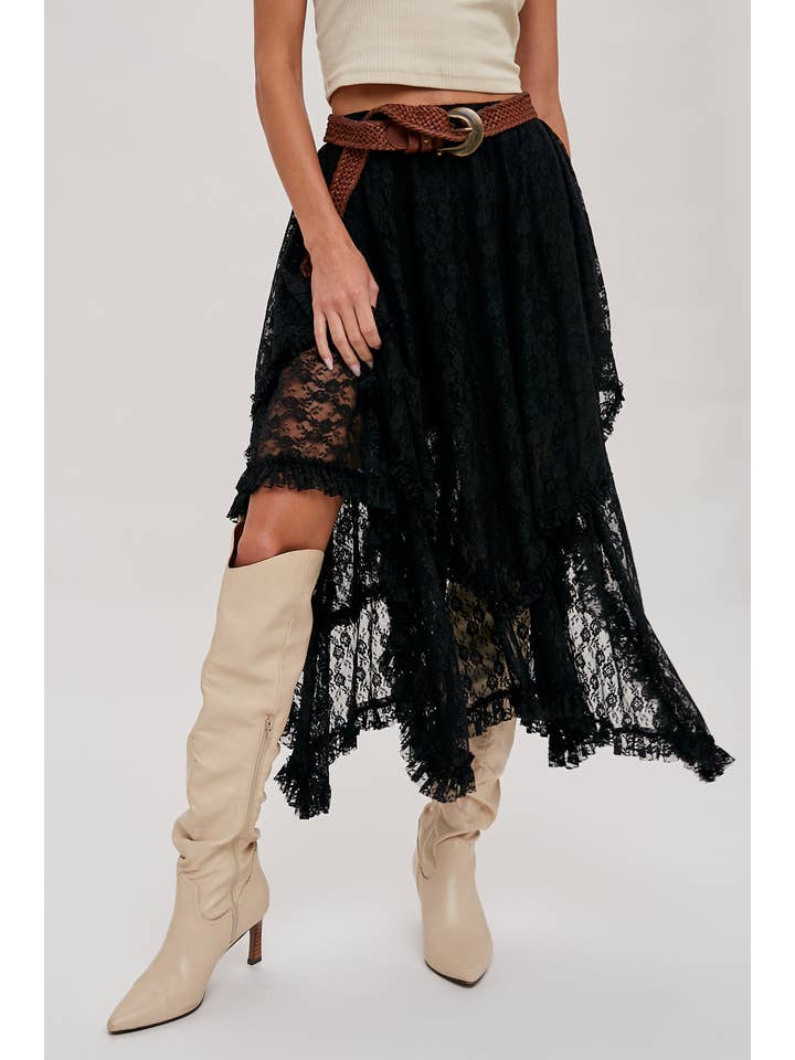 Bluivy - Wholesale Skirt - Women's - LACE TIER MIDI SKIRT