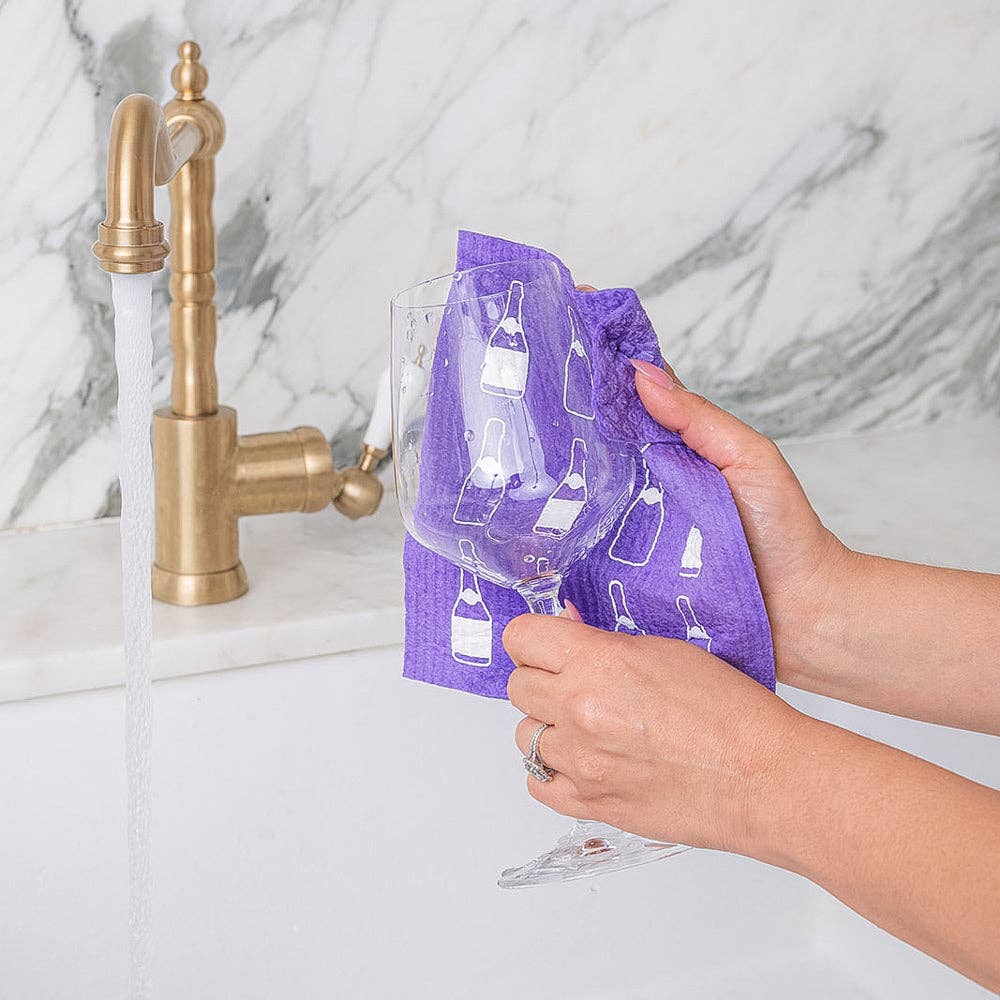 Wine Wash Co. - Wholesale Dishcloth - Biodegradable Dish Cloths – Pink/Purple Set4