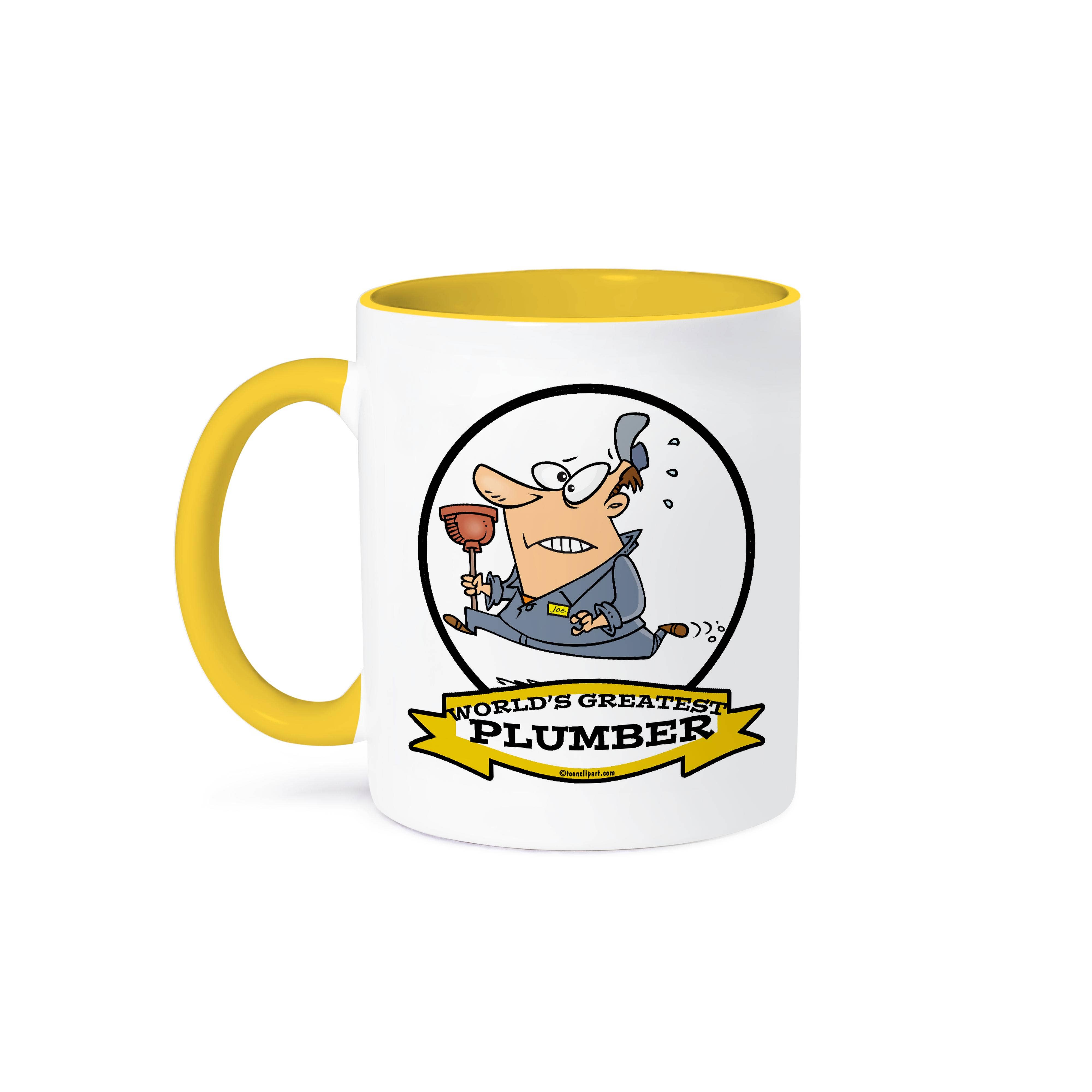 3dRose – Großhandel Kaffeebecher – 3dRose, Lustiger Weltbester Klempner Beruf Cartoon, Tasse0