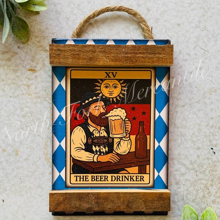 The Beer Drinker, Tarot Card for wholesale by North Fork Mercantile