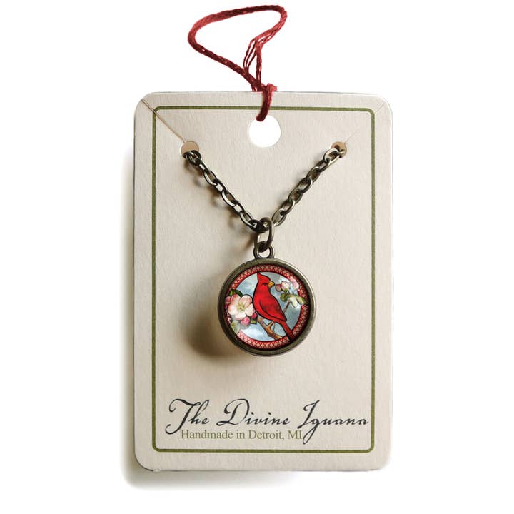 The Divine Iguana - Wholesale Pendant/Charm Necklace - Cardinal Simple Reversible Cottagecore Pendant Necklace