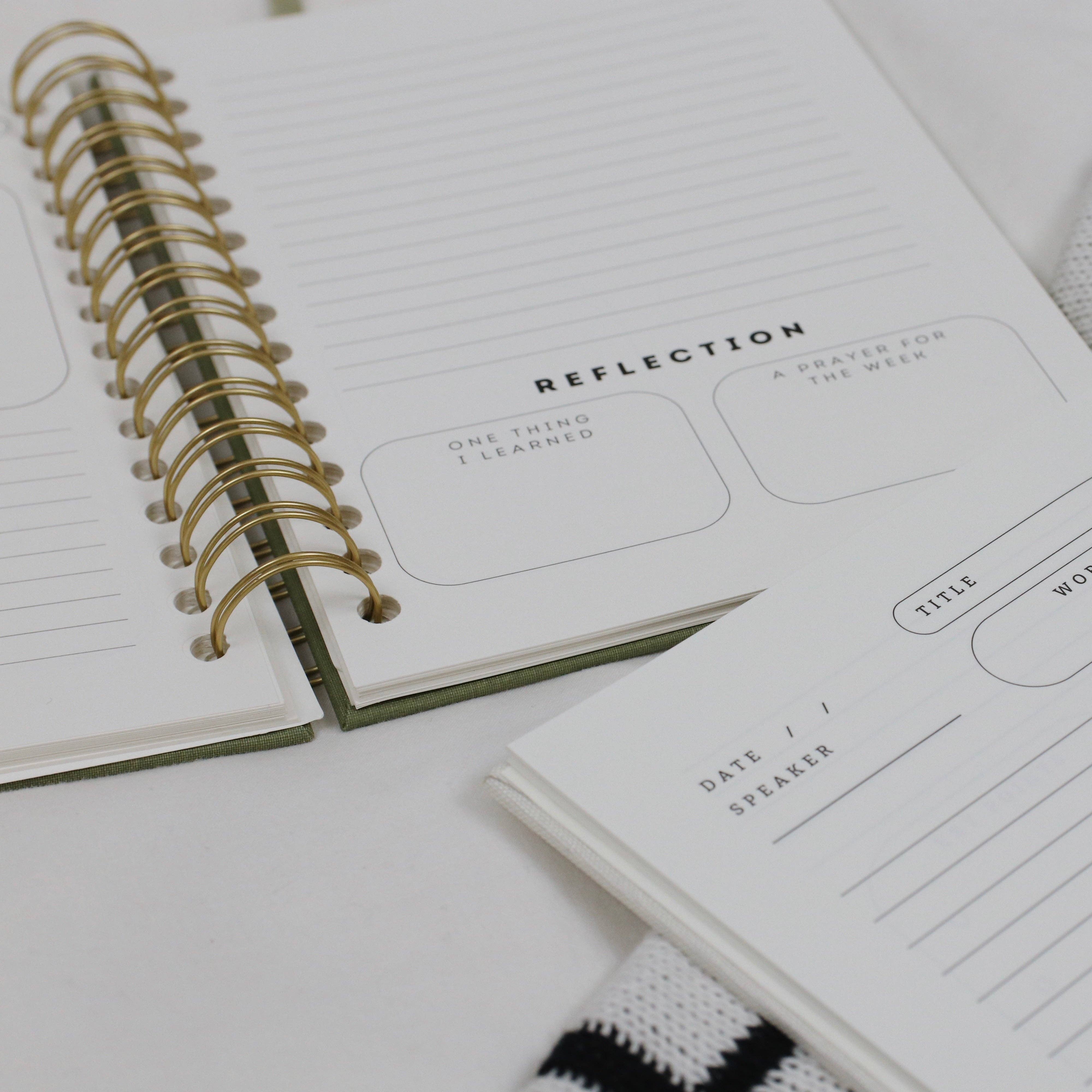 Steadfast and Sustained - Wholesale Journal/Diary - Church Notes Journal - Spiral Linen, Sage8