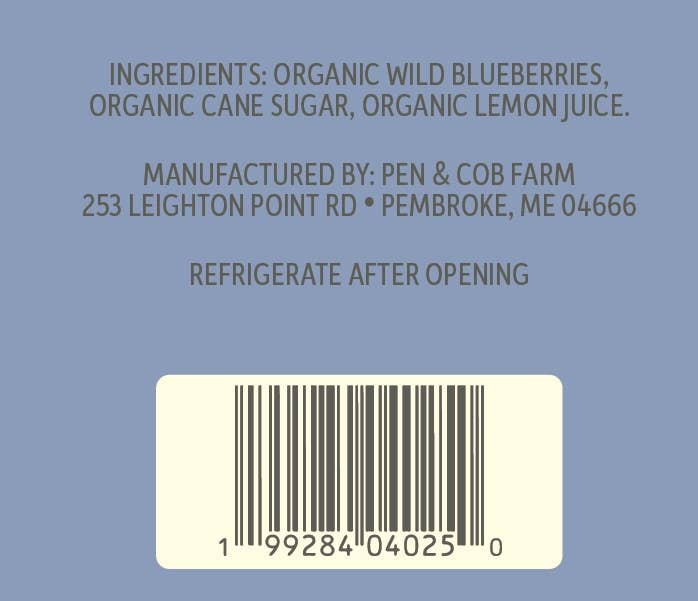 Pen & Cob Farm - Wholesale Jam/Jelly - Organic Wild Blueberry Jam2