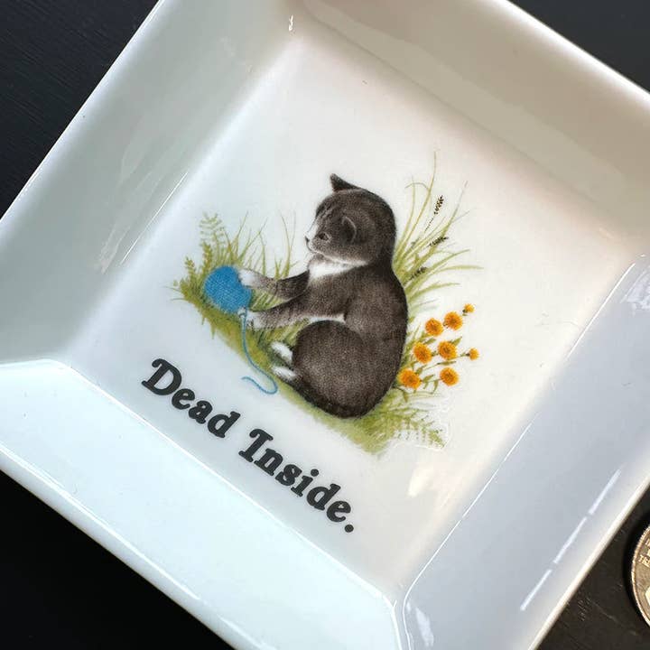 Dirty Lola - Wholesale Jewelry Dish - "DEAD INSIDE." CAT TRINKET TRAY1