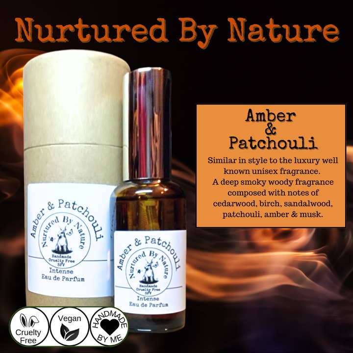 Amber & Patchouli Eau De Parfum 50ml for wholesale by Nurtured By Nature SFV