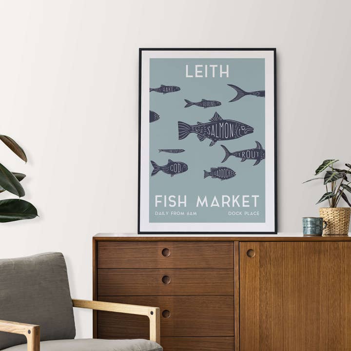 Jaffa Orange - Venta al por mayor Ilustración - Impresión Retro del Mercado de Pescado de Leith en Edimburgo Arte de Pared de Comida2