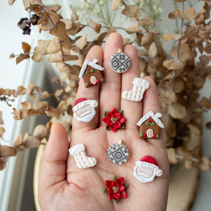 Indigo Clay Jewelry - Wholesale Stud/Post Earrings - Modern Holiday Studs0
