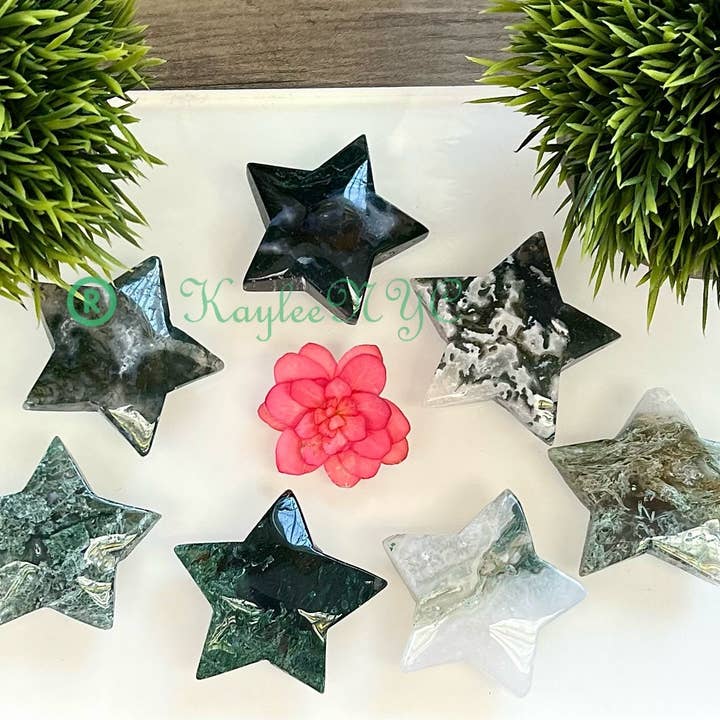 Natural Moss Agate Crystal Stars Healing for wholesale by KayleeNYC
