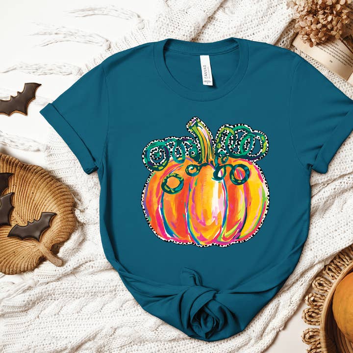 Watercolor Pumpkin Fall Graphic Tee for wholesale by Southern Attitude Designs Inc