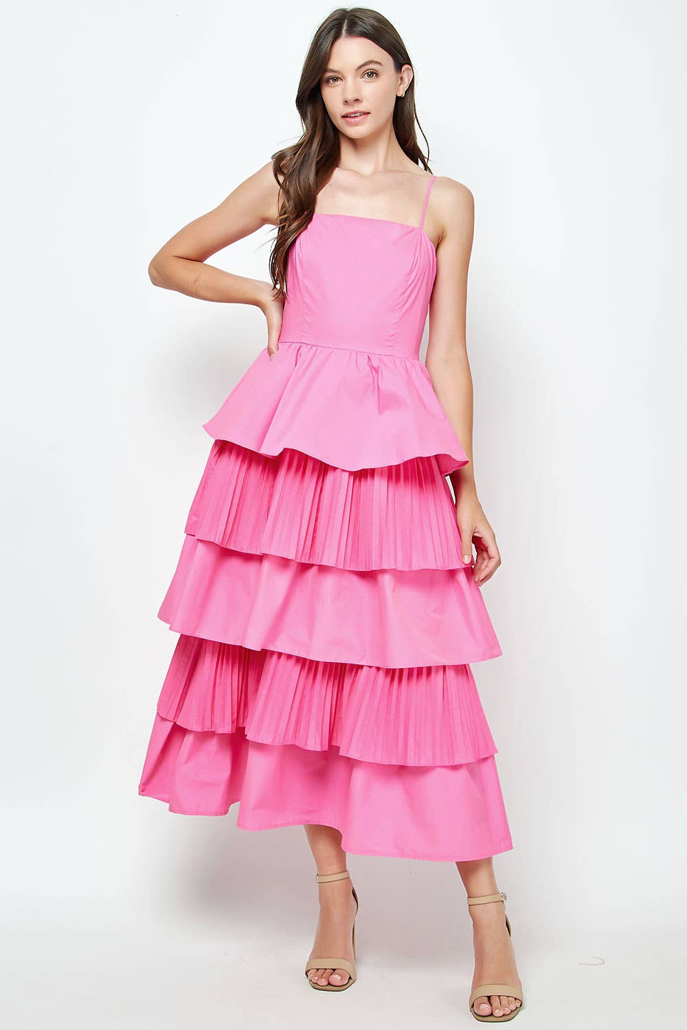 Strut & Bolt - Vendita all'ingrosso Vestito - Donna - Maxi abito in popeline a strati con pieghe miste14