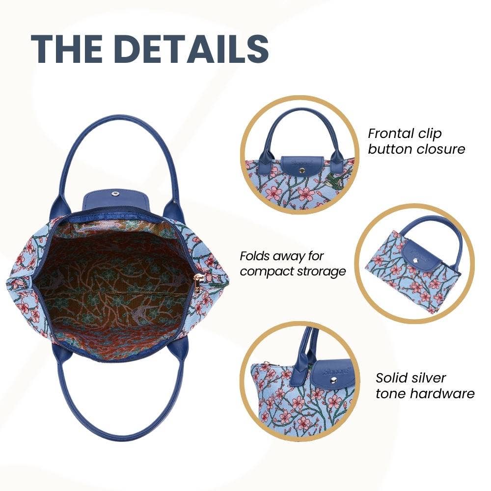 SignareArt - Vente Sacs de course/à provisions - FDAW-BLOS | SAC D'ÉPICERIE PLIABLE Almond Blossom And Swallow3