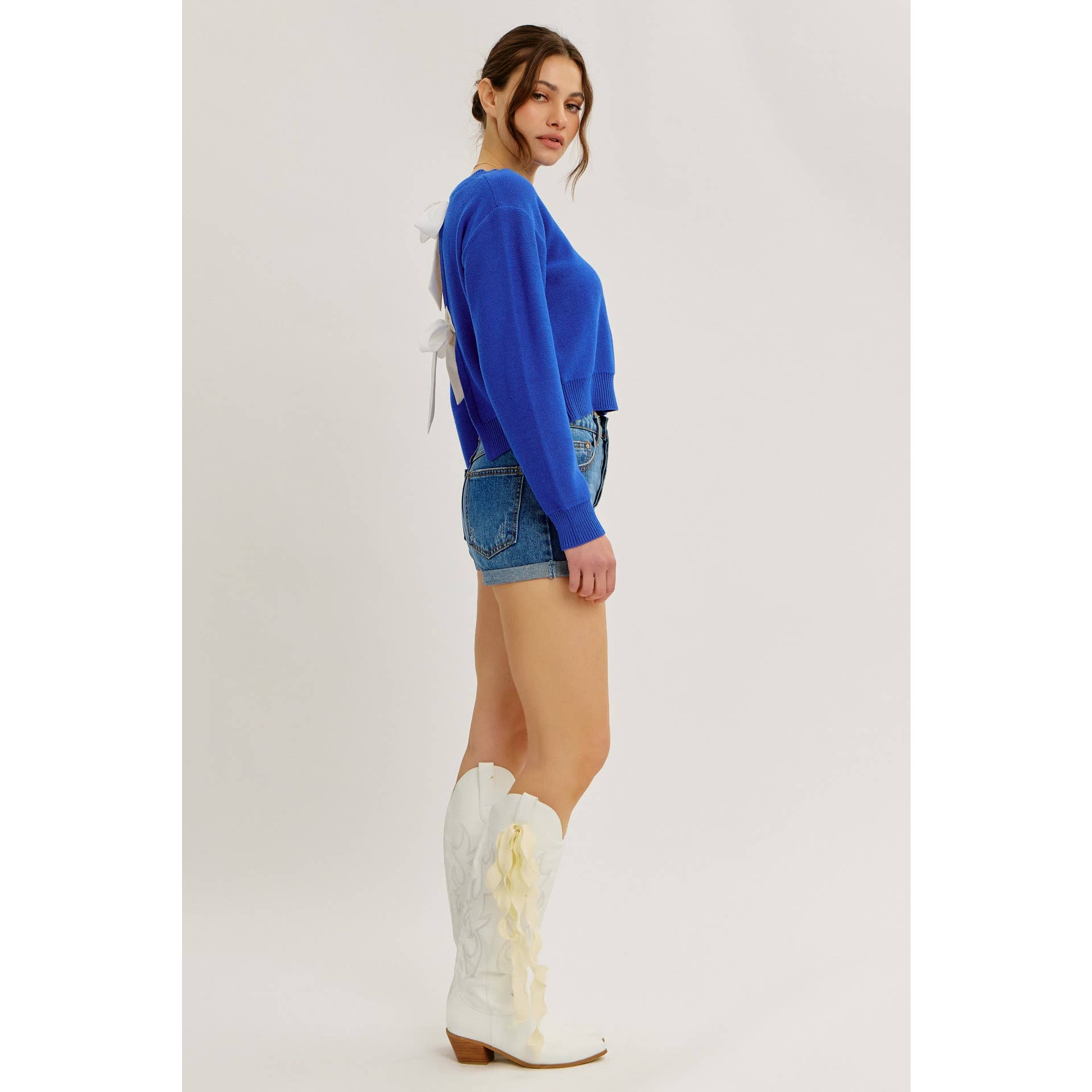 idem ditto – Pulôver - Mulher por atacado – TOP DE MALHA COM LAÇO NAS COSTAS E DECOTE REDONDO EM CONTRASTE29