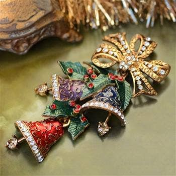 Enamel Christmas Bells Pin P705 for wholesale by Sweet Romance Jewelry