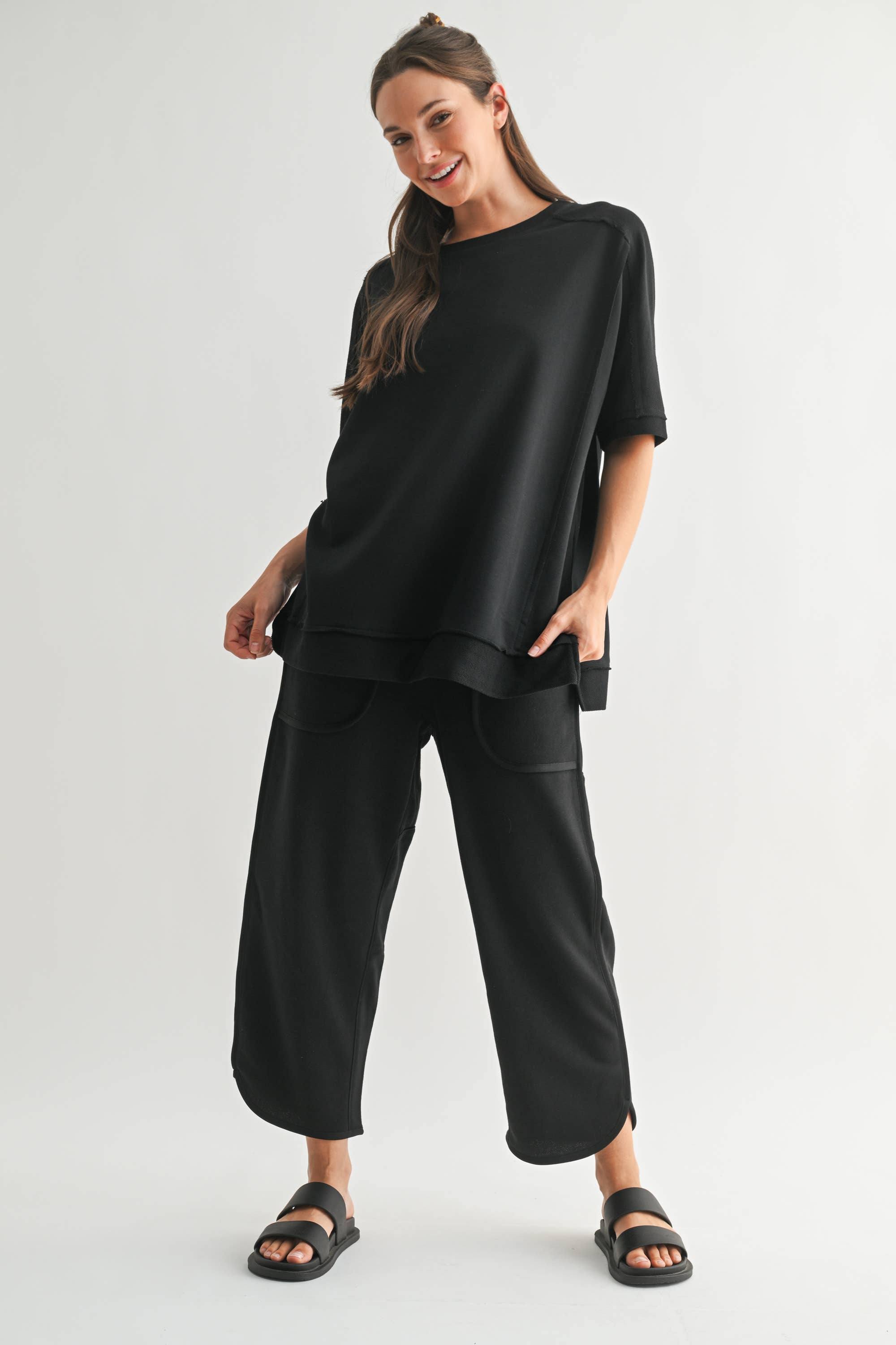 Mono B - Wholesale Tunic - Women's - Offset French Terry Dolman Sleeve Top3