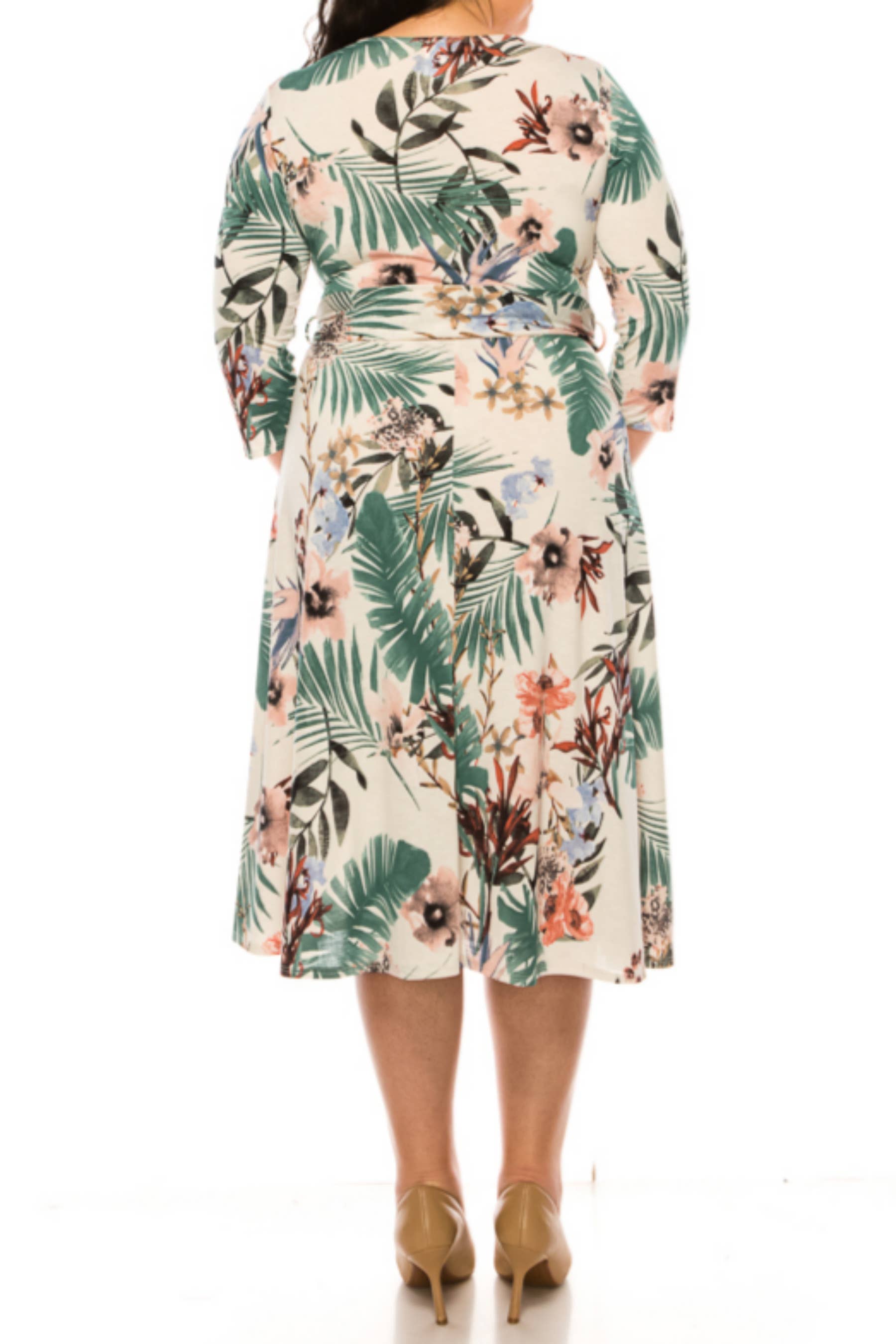 MOA COLLECTION - Vendita all'ingrosso Vestito - Donna - Abito da donna in tessuto sintetico, taglia forte, con profondo scollo a V6