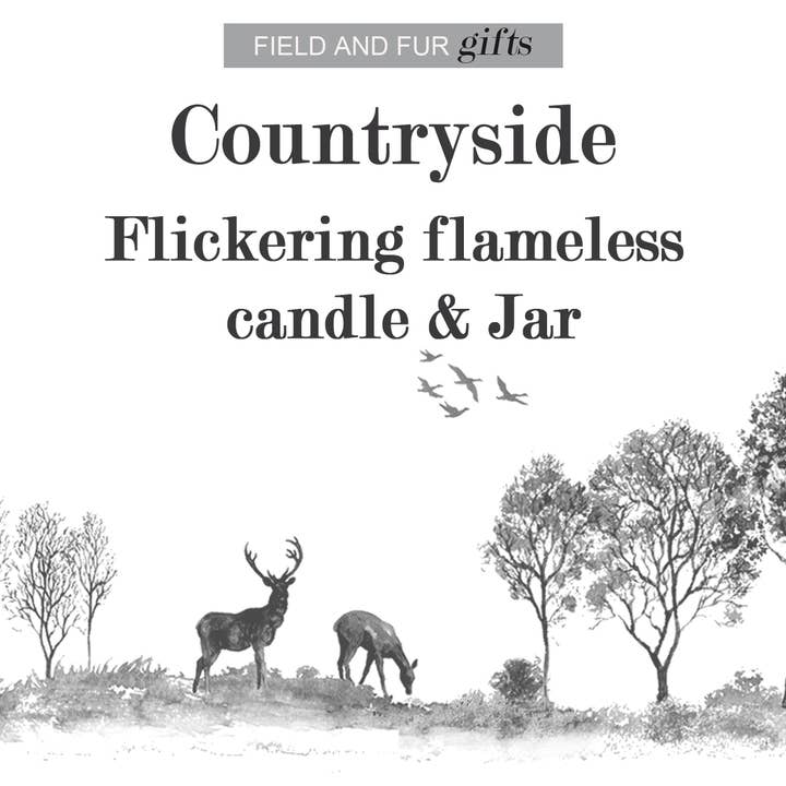 Field and Fur Gifts – wholesale Flameless candle – Flameless Flickering Candle Jar, Countryside1
