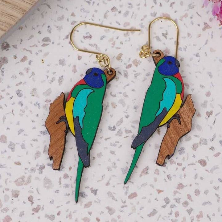 Brincos Papagaio de peito escarlate por atacado de Little Geraldine