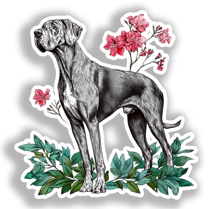 Yoonek Graphics - Vente Autocollant - Autocollant Décalcomanie Chien Dogue Allemand # A019513