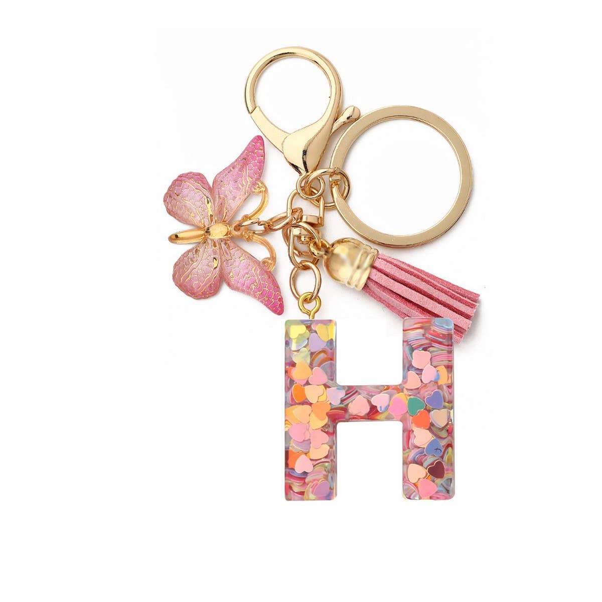 ACCITY - Wholesale Keychain - Women's - Glitter Resin Letter Butterfly Keychain_CWMM68667