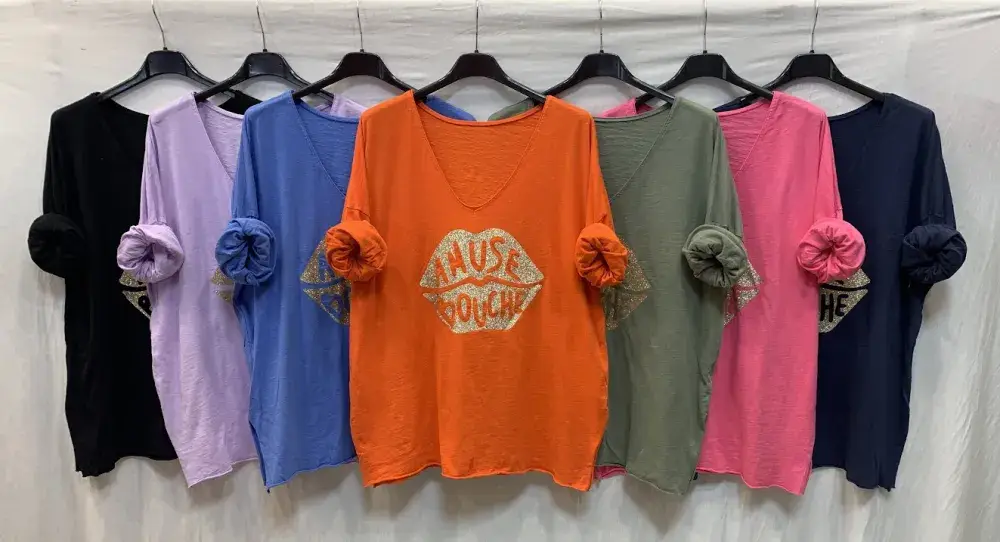 Mimi & Gogo - Vendita all'ingrosso Maglietta serigrafata - Donna - T-shirt con bocca verde « amuse bouche »13