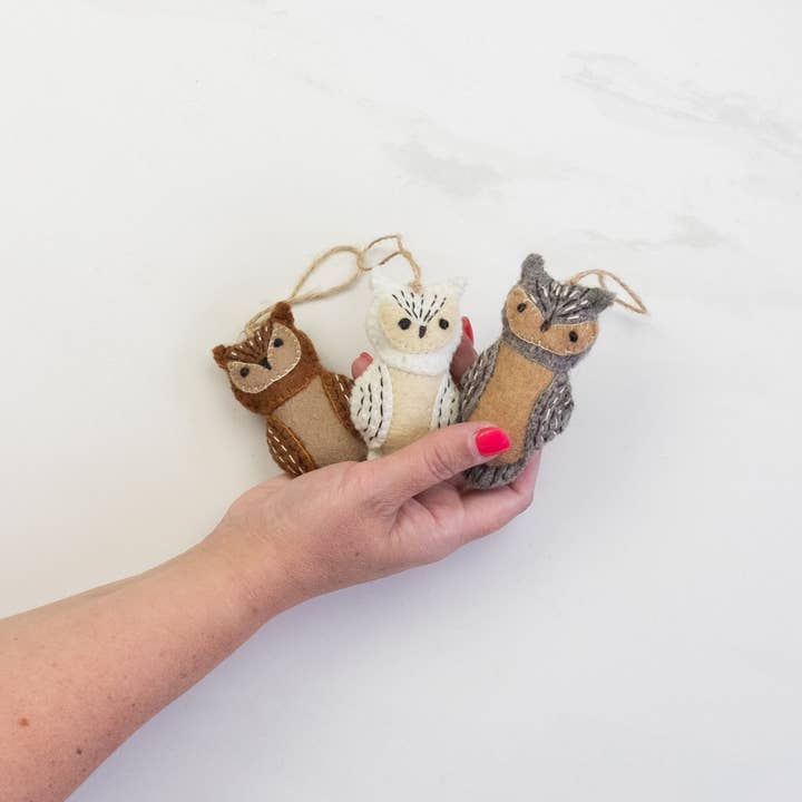 The Winding Road - Wholesale Ornament - Ornament - Owl Natural - 3 Assorted Colors2