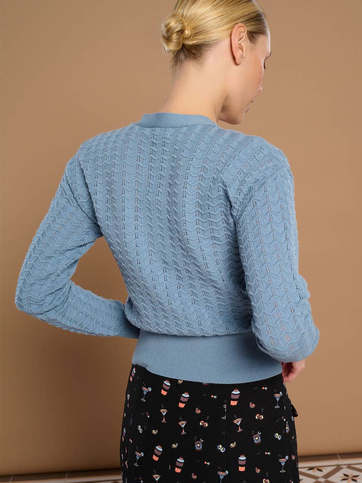 Blau SECONDA STRICKJACKE für den Großhandel auf Faire3