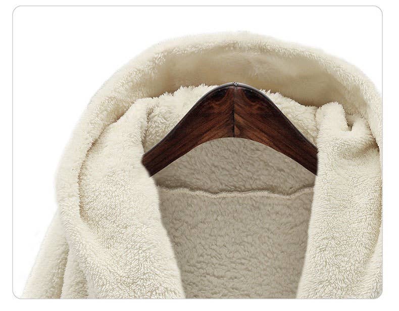 Lily Clothing - Vente Manteau – femme - MANTEAU MOELLEUX À CAPUCHE À MANCHES LONGUES DE COULEUR UNIE9