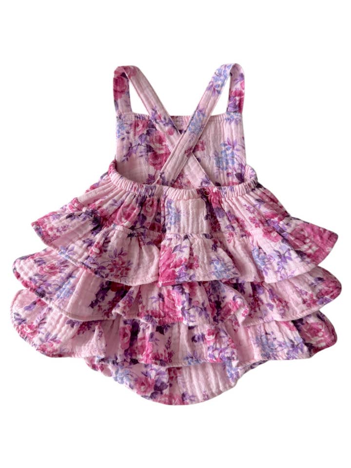 SpearmintLOVE - Wholesale Bodysuit (Non-Footed) - Baby - Muslin Ruffle Sunsuit, Violet Rose