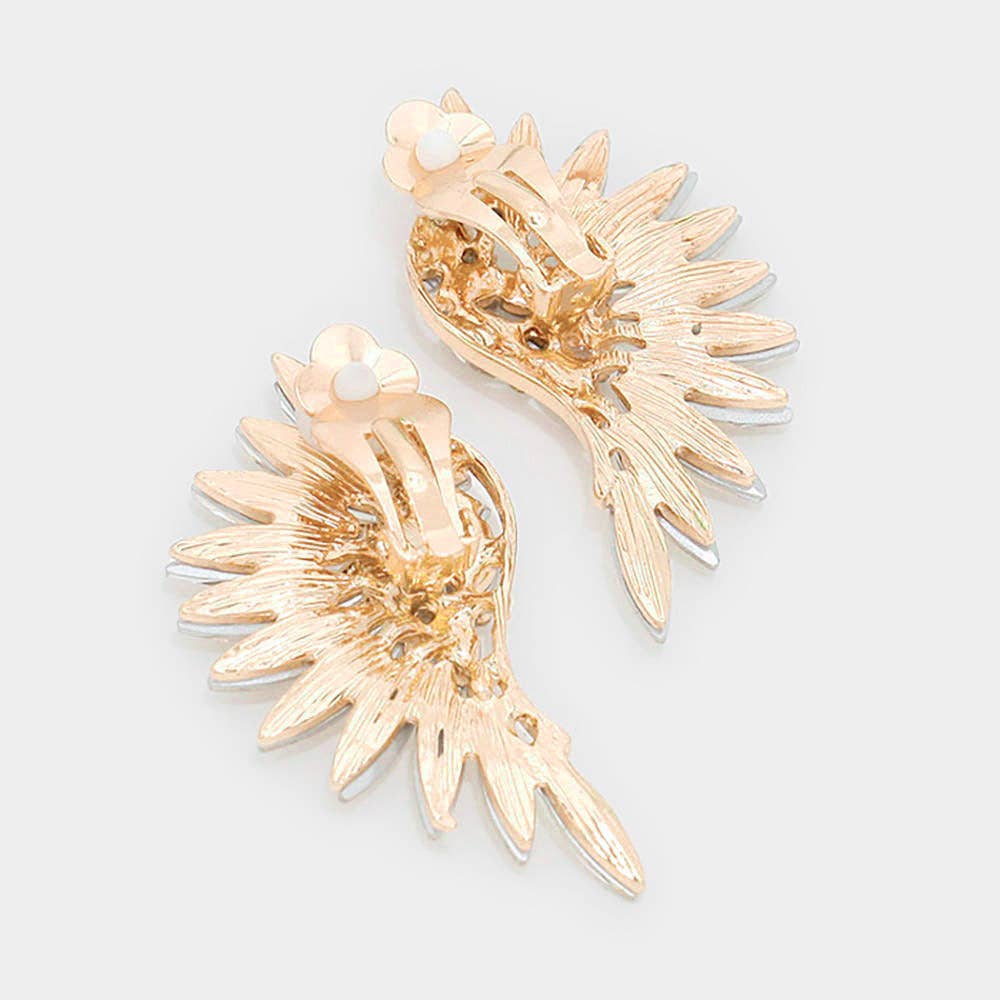 Sensibling Corp. - Wholesale Clip-On Earrings - Marquise Stone Cluster Wing Clip on Earrings
2