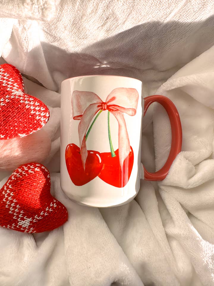 Cherry Bow Mug - Coquette Aesthetic for wholesale by Arrow & Pine Design Co.