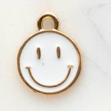 White Happy Face Charm for wholesale by Little Stacks