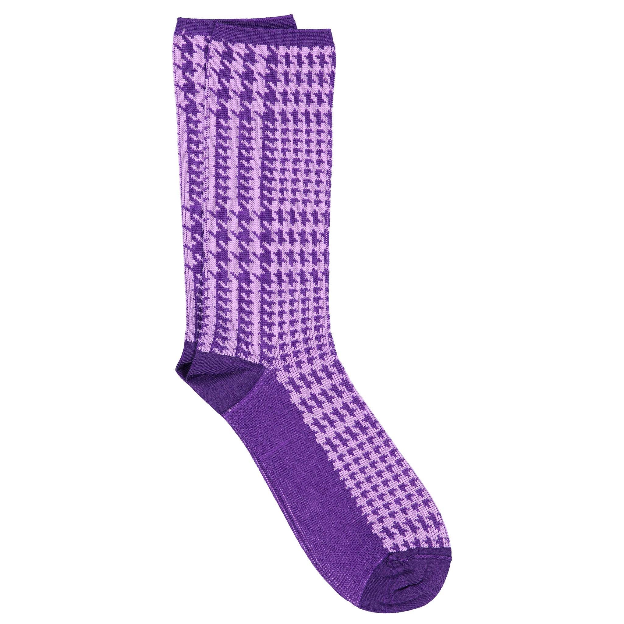 iLux - Wholesale Socks - Women's - Gwen - Bemberg Cupro Jacquard Houndstooth Crew1