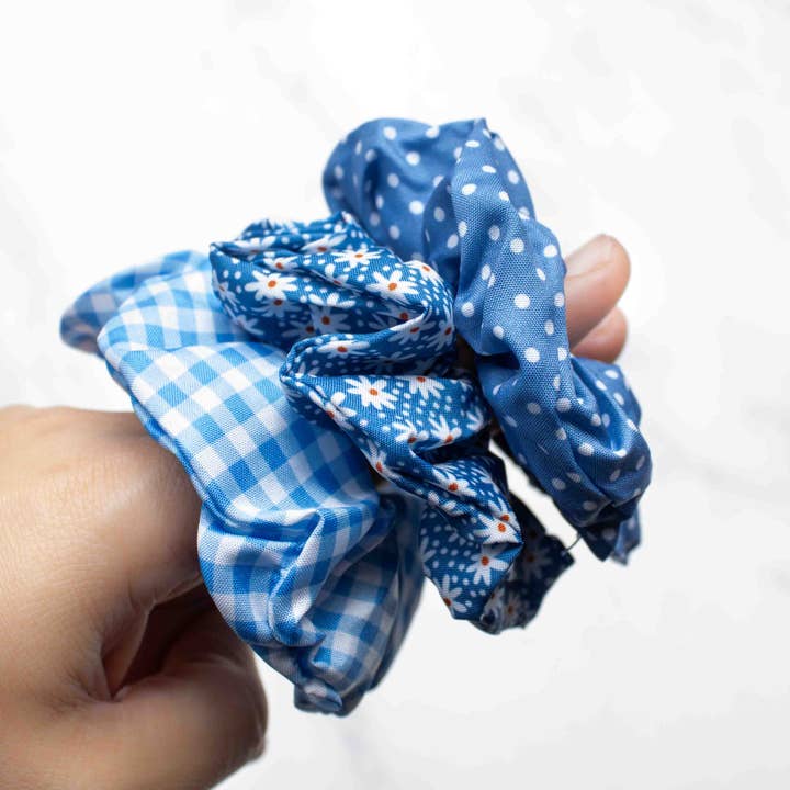 Tiepology - Wholesale Scrunchie - Women's - Blue Jeans Hair Scrunchie Set