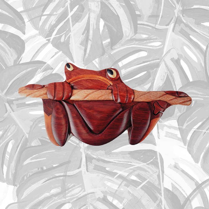 Tree Frog - Hand-Carved Wooden Keepsake Gift Box for wholesale by Paradigm Imports