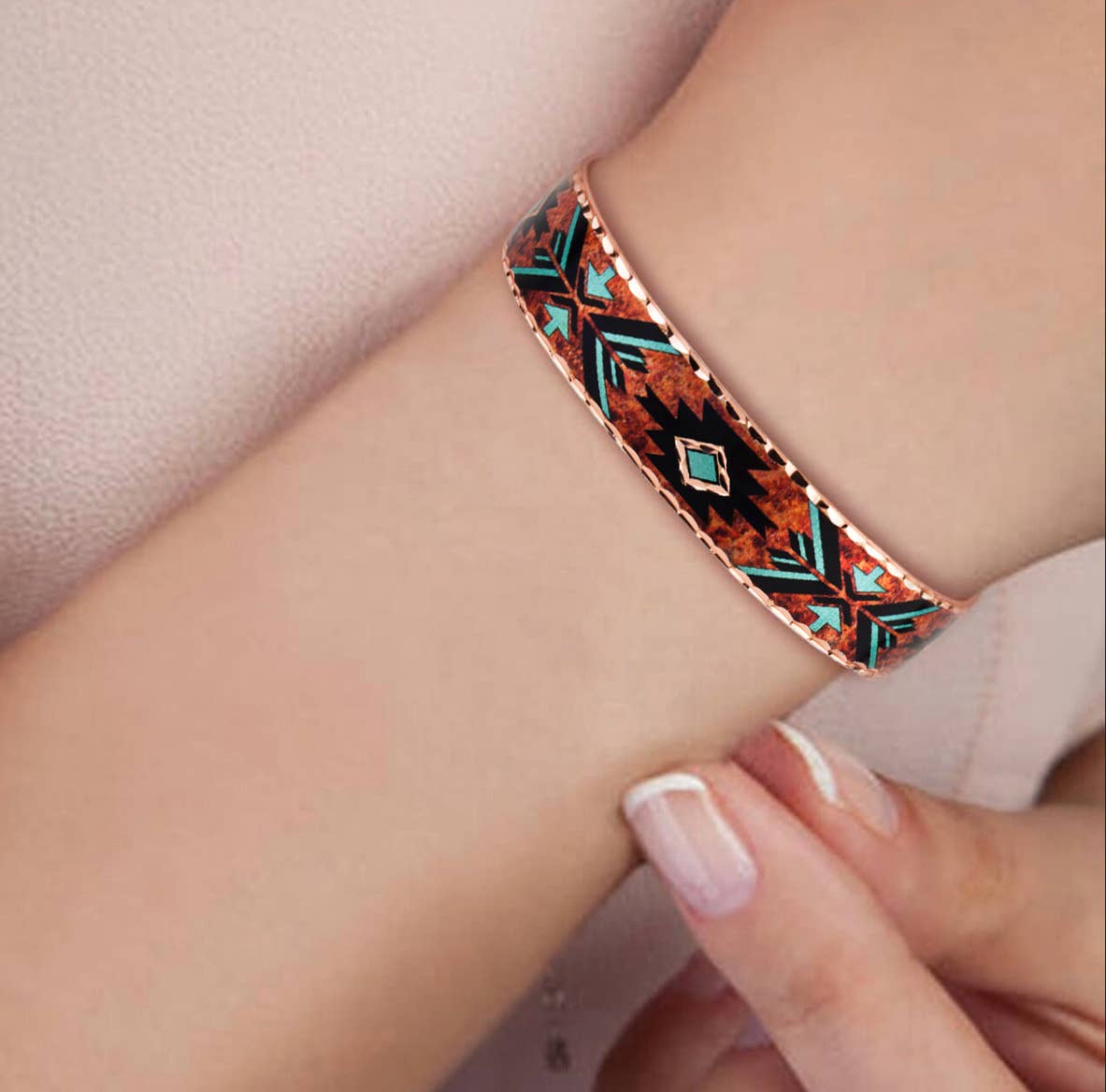 COPPER ARTS INC. - Wholesale Cuff Bracelet - BNS 715 Flame Painted Native Cuff Bracelets 1