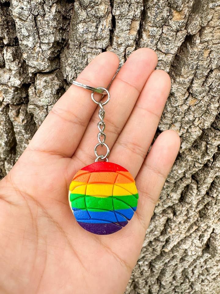 Rainbow Pride Concha Keychain for wholesale by Las Mamukis
