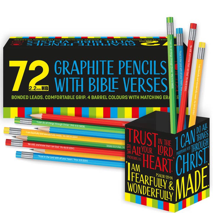 Just Cards Direct - Wholesale Pencil - Pack of 72 Christian HB Pencils with Bible Verses