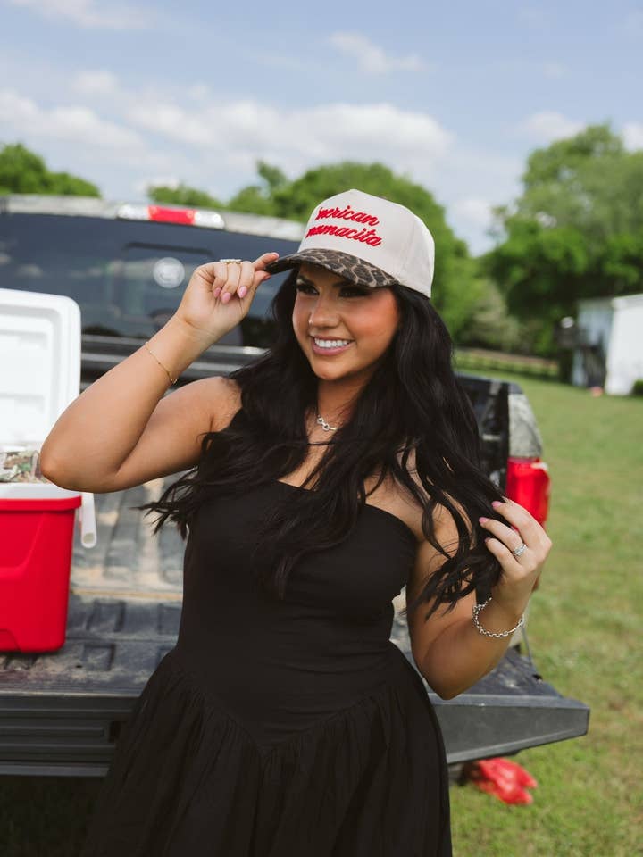 'Merican Mamacita - Leopard Vintage Trucker Hat for wholesale by KENZKUSTOMZ