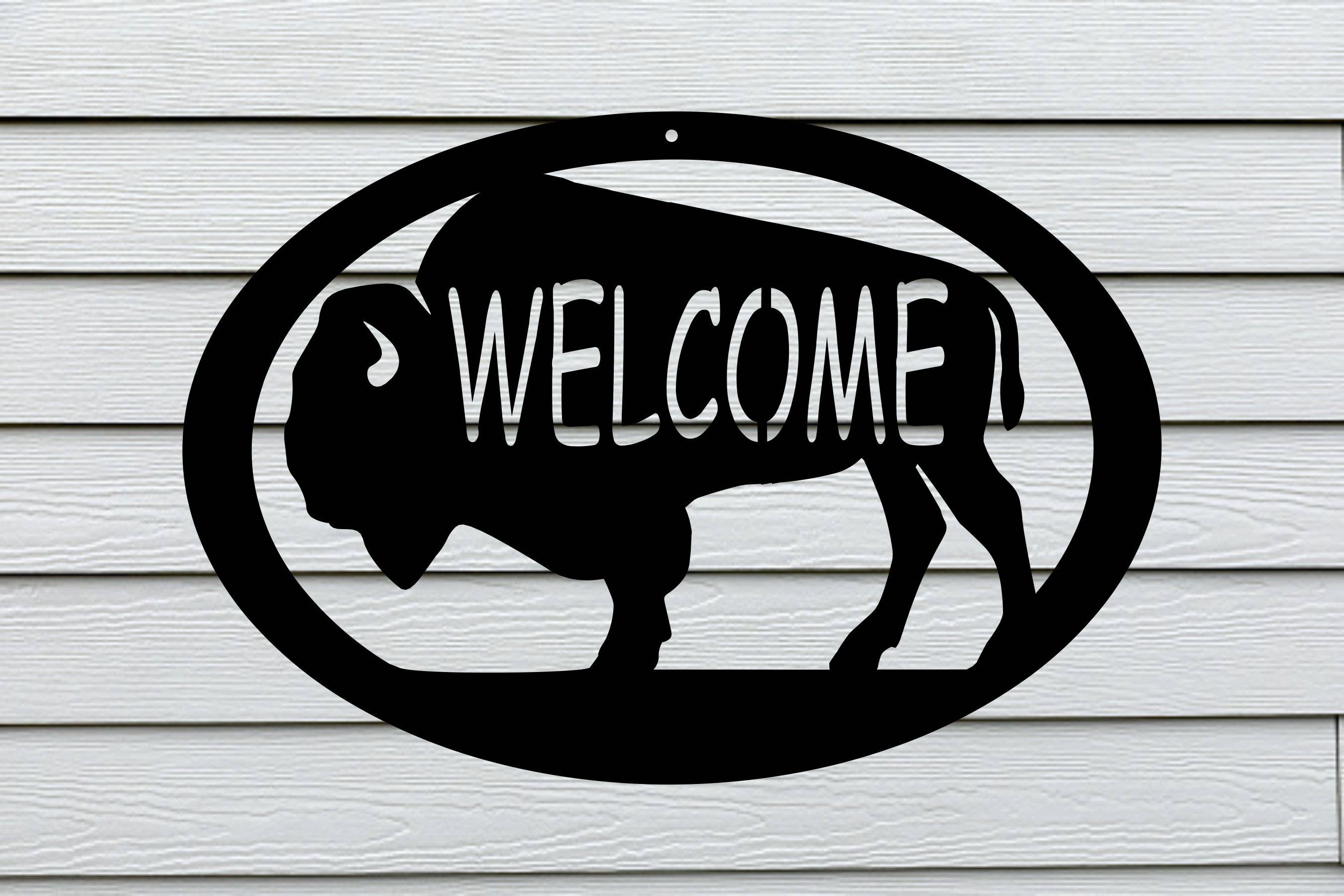 SherFab Industries, LLC. - Wholesale Sign - Buffalo Bison Metal Steel Oval Welcome Sign2