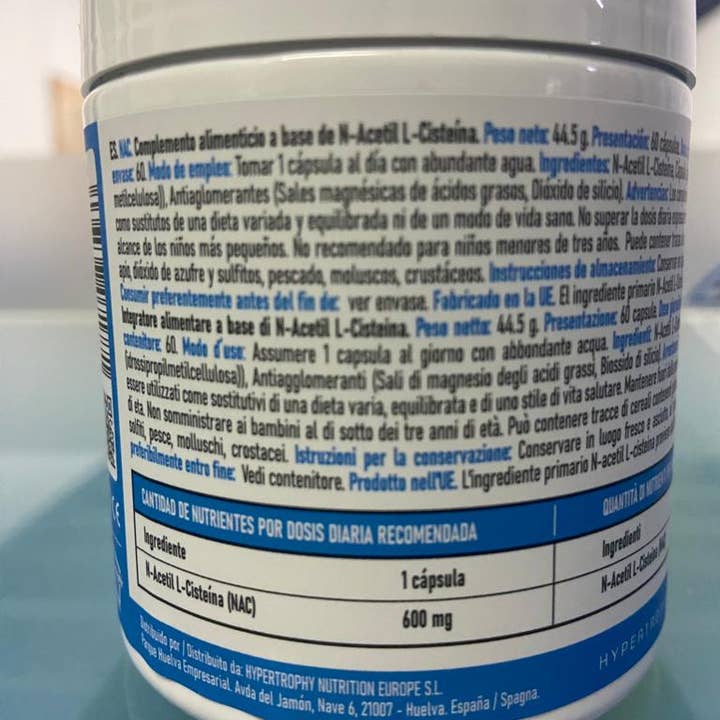 HYPERTROPHY NUTRITION - Wholesale Oral supplement/vitamin - NAC 600mg. 60 caps2