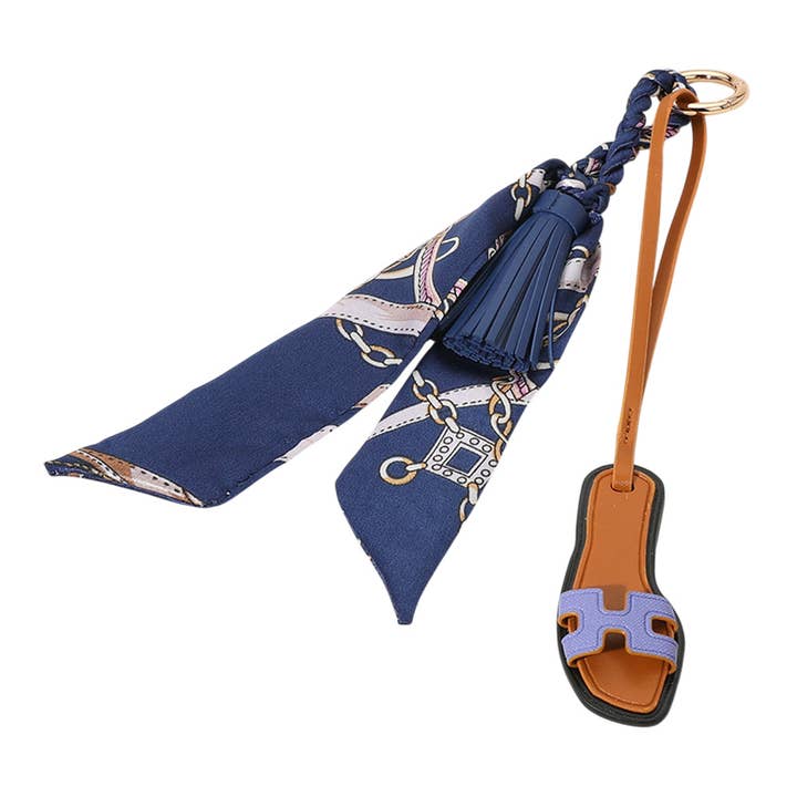 Sensibling Corp. - Wholesale Keychain - Women's - Slipper Keychain Bag Charm with Tassel Mini Scarf