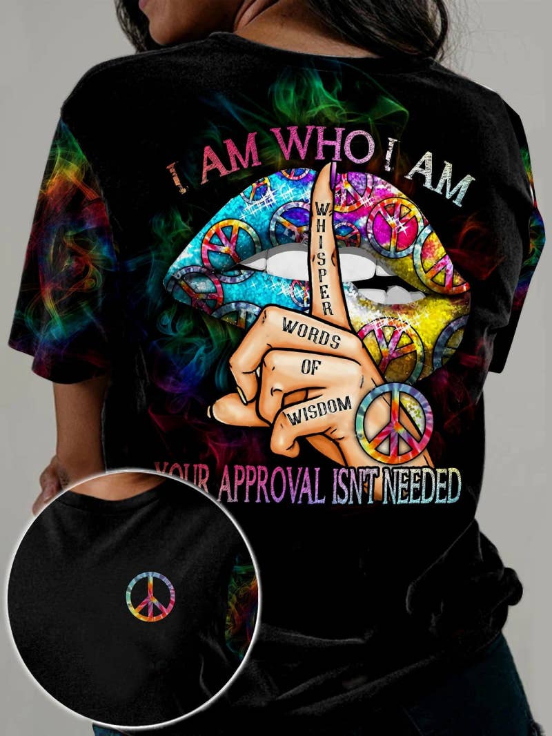 Black Peace Sign Printed Short Sleeve T-Shirt for wholesale on Faire