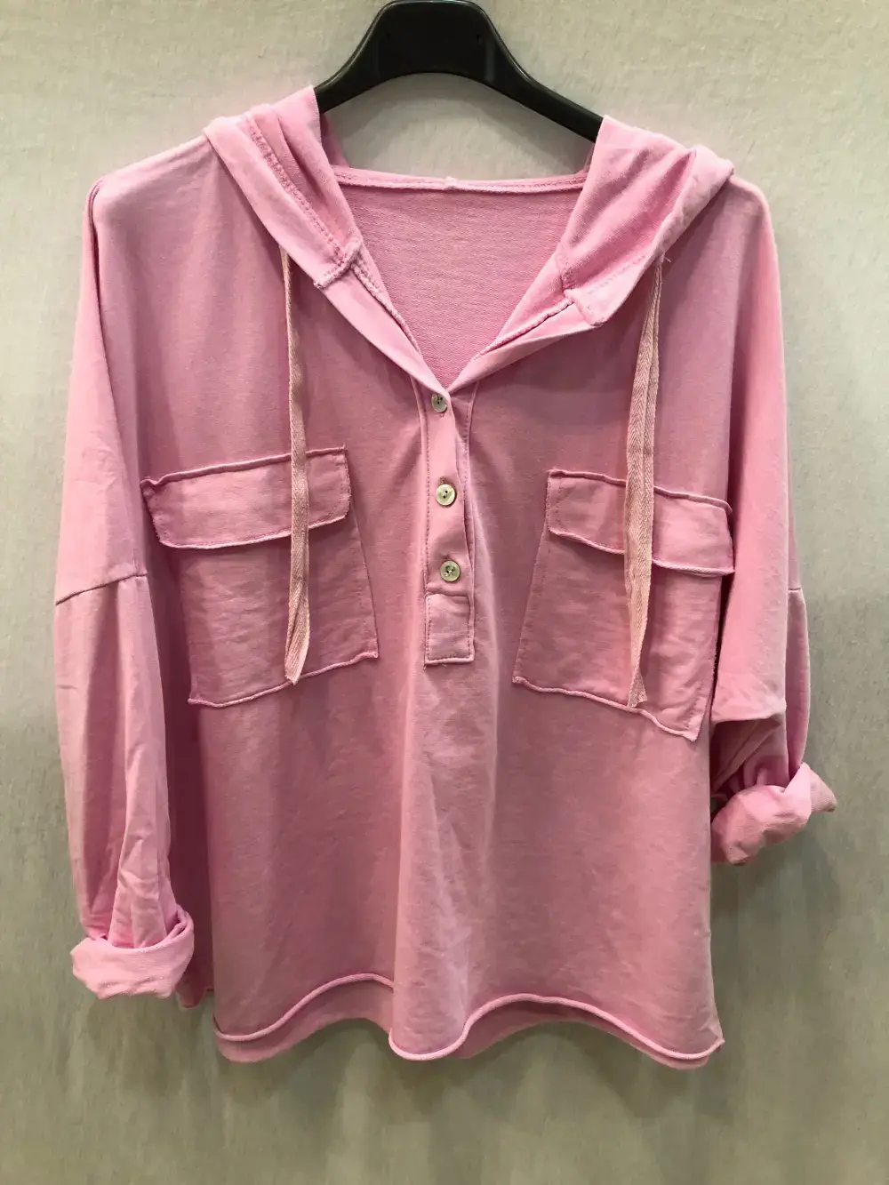 Mimi & Gogo - Wholesale Hoodie - Dames - Mimi & Gogo katoenen hoodie met zakken en knoopsluiting15