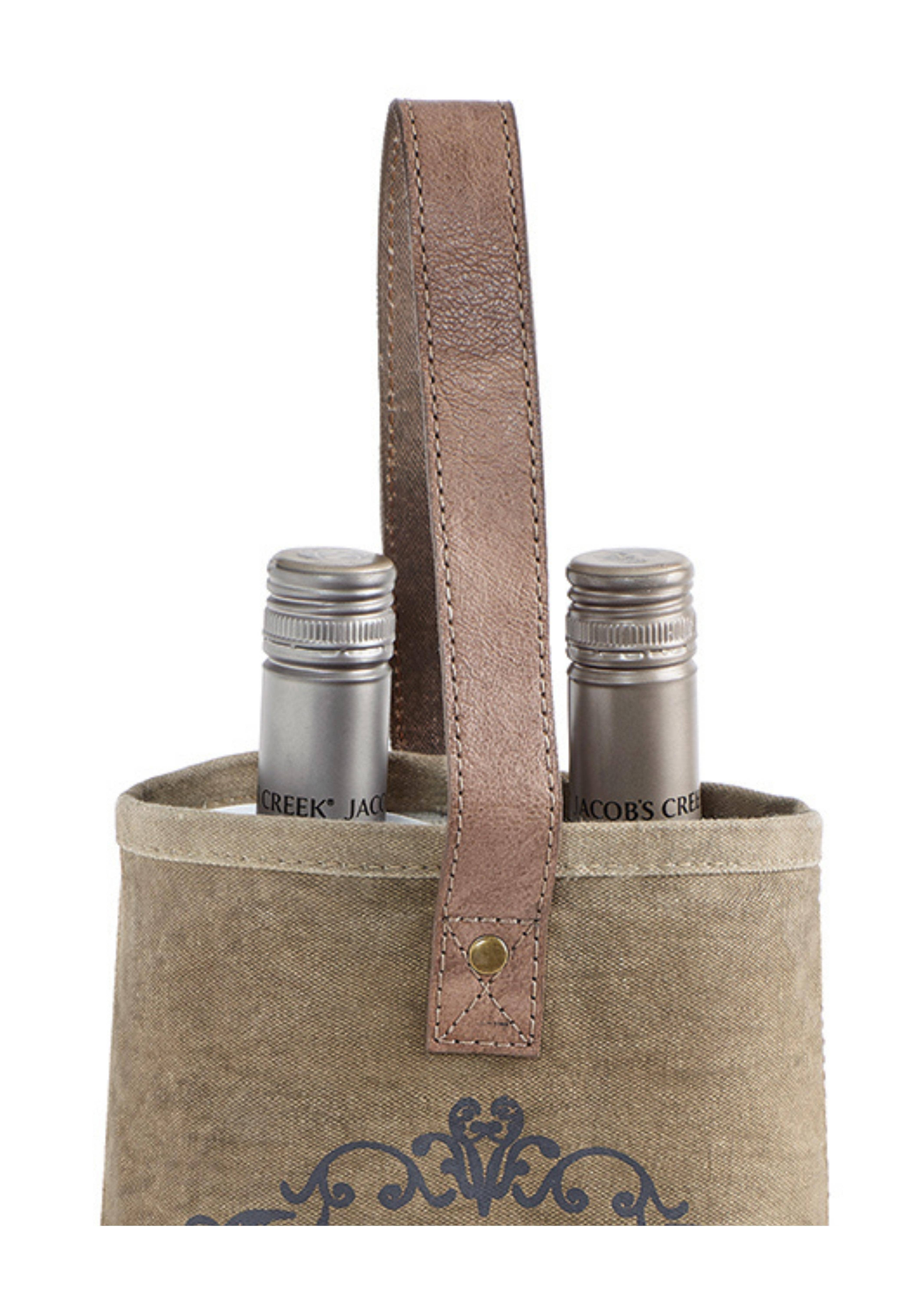 Mona B. - Wholesale Wine Tote - Cheers Up-Cycled Canvas Double Wine Bag, M-51173