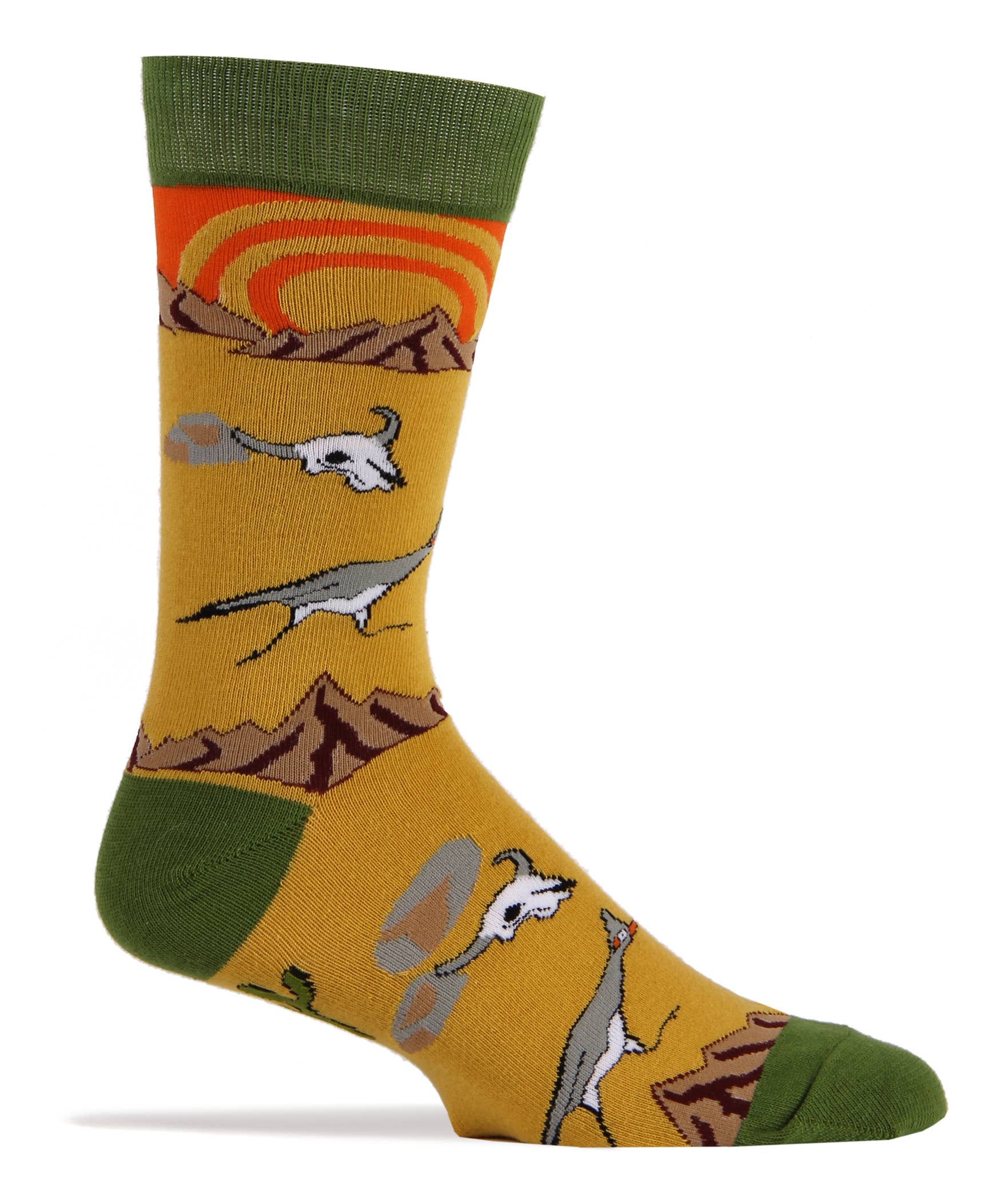 Oooh Yeah/Sock It Up/Oooh Geez Slippers - Wholesale Socks - Men's - Roadrunner | Men's Western Desert Cotton Crew Socks1