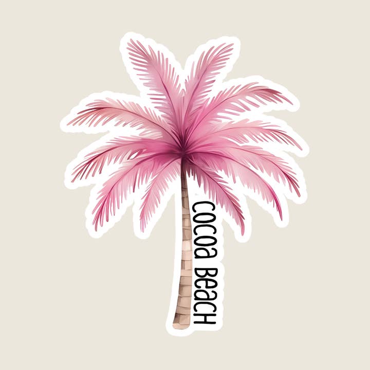 Pink Palm Tree Custom Souvenir Sticker (B1062) for wholesale by Shoreline Summit