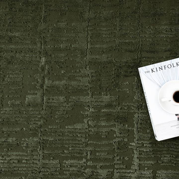 Abani Rugs - Wholesale Area Rug - Abani Plush Deco Machine Washable Textured Grid Green Rug7