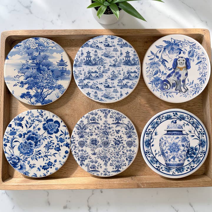 Gia Roma - Wholesale Decorative Tabletop Object - Blue Country Coaster Elegant Grandmillennial Blue Home Decor4