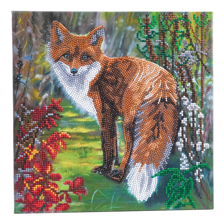 Medium (11.8" x 11.8") Crystal Art Kit: Autumn Fox for wholesale by Outset Games and Cobble Hill Puzzles